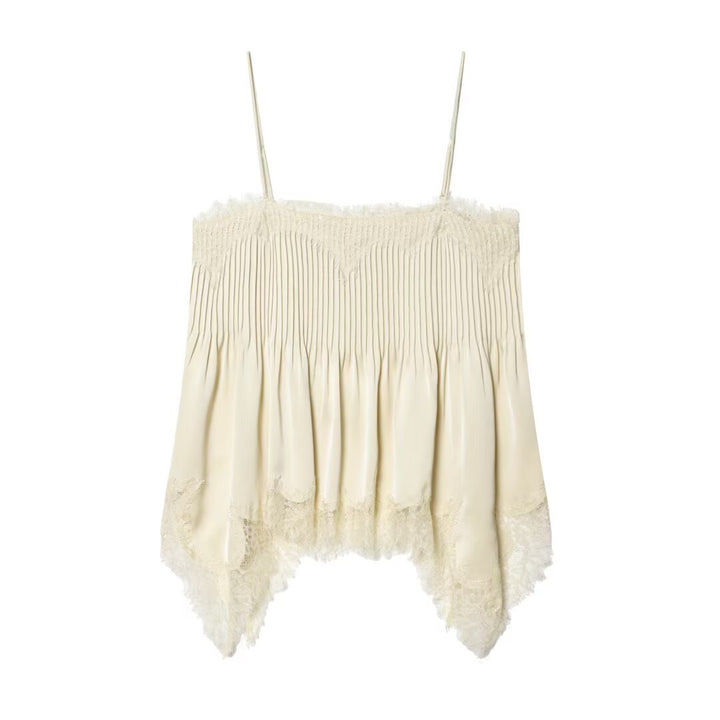 Dame spids-camisole med udførlig drapering og høj kvalitet satinoverflade Skovae