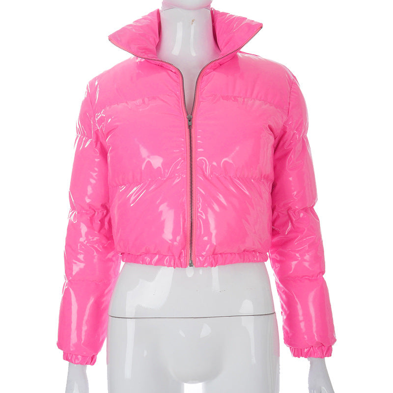 Femme Cropped Glinsende Pufferjakke Stilla