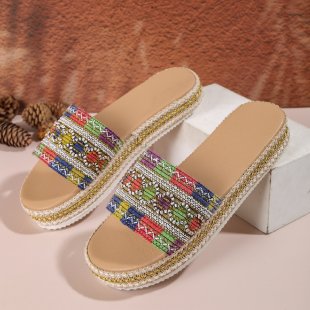 Dame Moda-sandaler med håndvævet strop-design og komfortabel platformsål Stilla