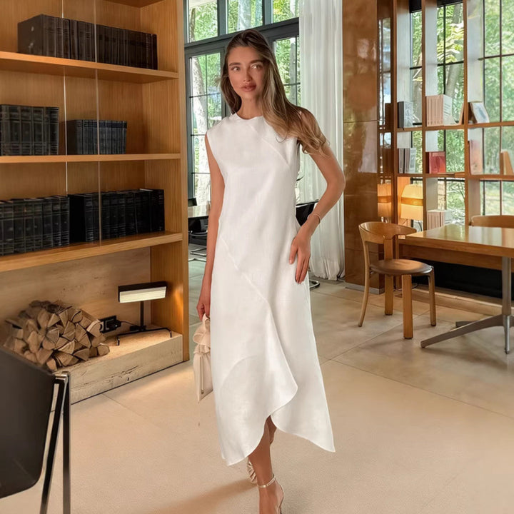 Damen Midi-Kleid mit asymmetrischem Saum und elegantem Schnitt Skovae