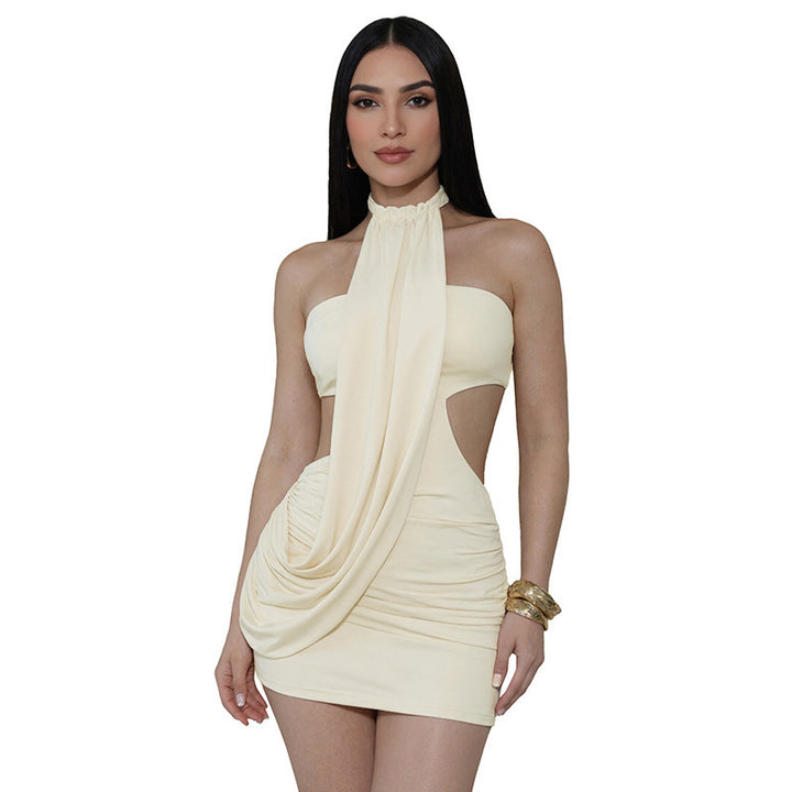 Dame Glamourøs Cut-Out Aftenkjole med Drapering Skovae