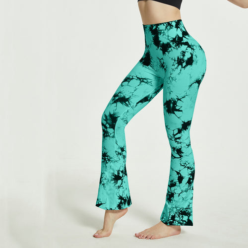 Dame Sporty Flared-Leggings med innovativt Tie-Dye-mønster Stilla