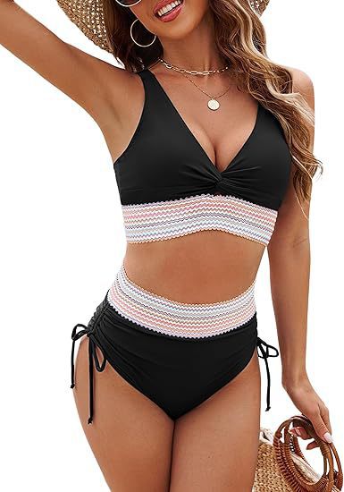 Dame Højskåret Bikini med romantisk spidse-detalje Skovae