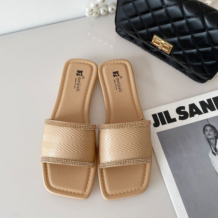 Dame Elegante og komfortable pantofler med rhinsten dekorationer Stilla