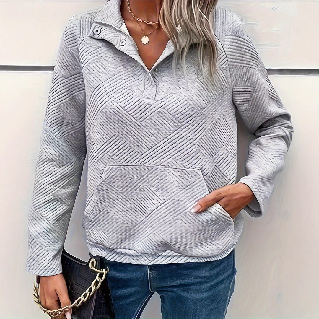 Kvinders quilted sweater med fuld lynlås og praktiske lommer Stilla