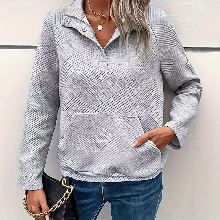 Kvinders quilted sweater med fuld lynlås og praktiske lommer Stilla