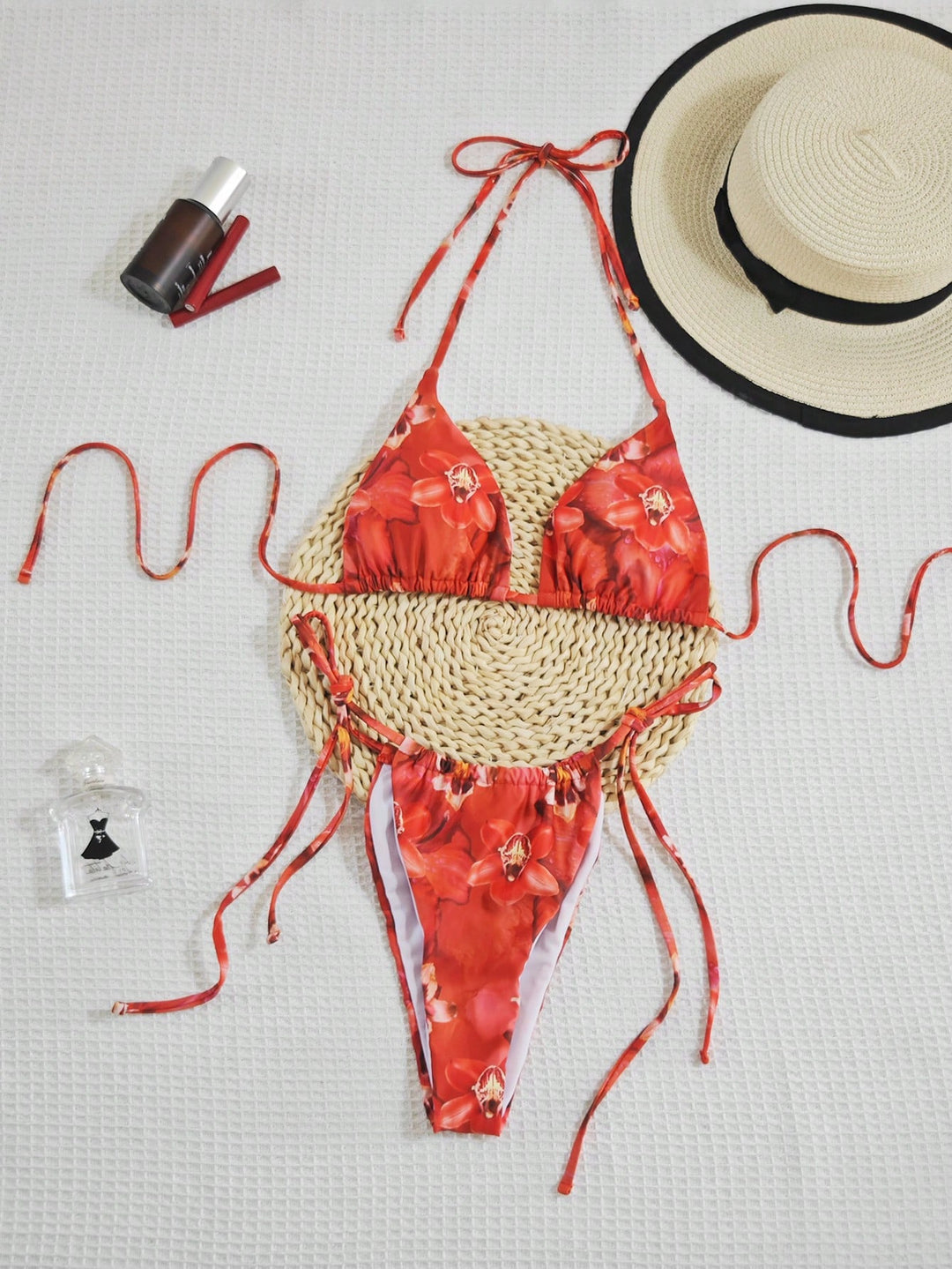 Dame blomsterprint trekant bikini sæt Stilla 1750839370