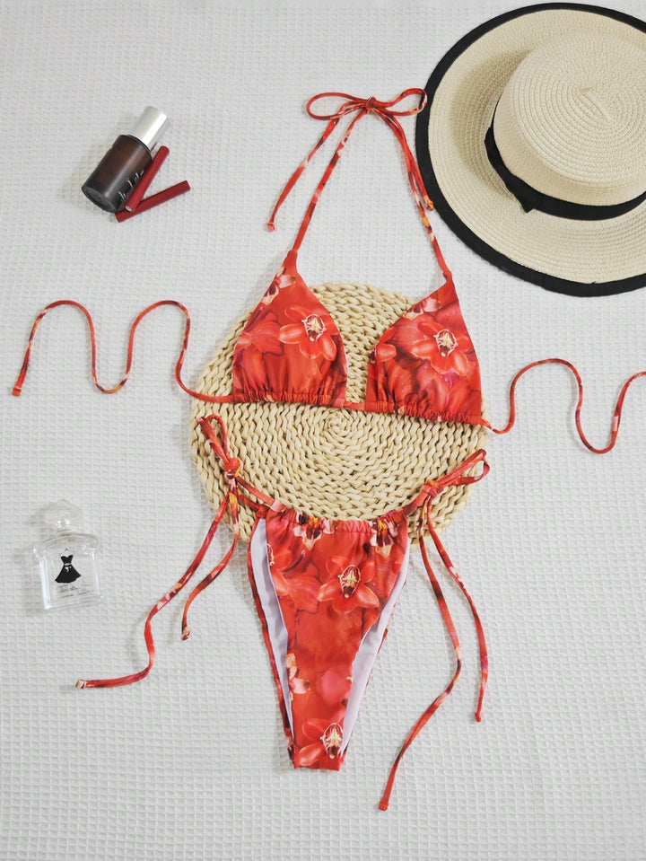 Dame blomsterprint trekant bikini sæt Stilla 1750839370