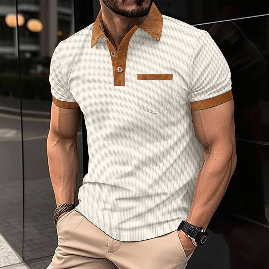 Herrer Poloshirt med moderne kontrastkrave og funktionel brystlomme Stilla
