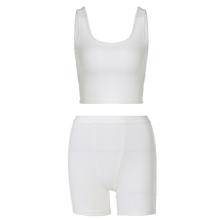 Dame Sporty Crop-Top og Shorts Sæt med struktureret Design Stilla