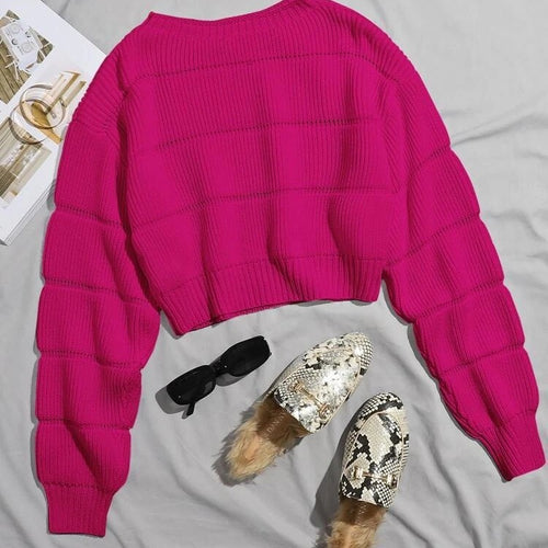 Dame moderigtige bløde crop pullover med tekstureret design Stilla
