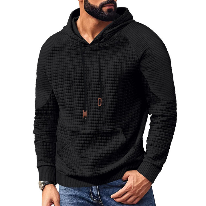 Herrer nano quiltet hoodie med kvadratisk struktur og kængurulomme Skovae
