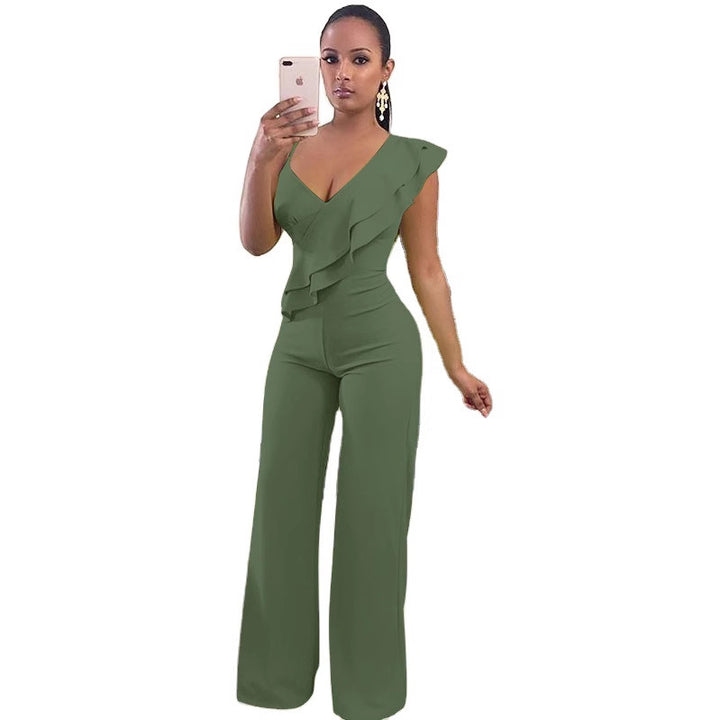 Dame elegant og figursyet jumpsuit med flæser Stilla