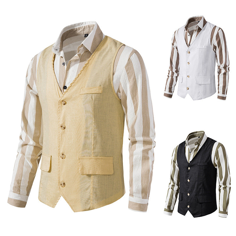 Herrer skræddersyet linned blanding vest Stilla