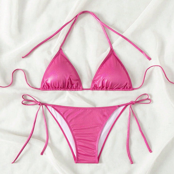 Dame triangle bikini med sidestropper og glansfuldt finish Skovae