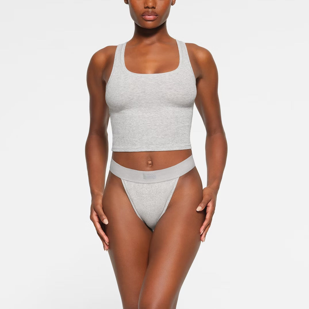 Dame Ribstrik Sport Crop Top Stilla