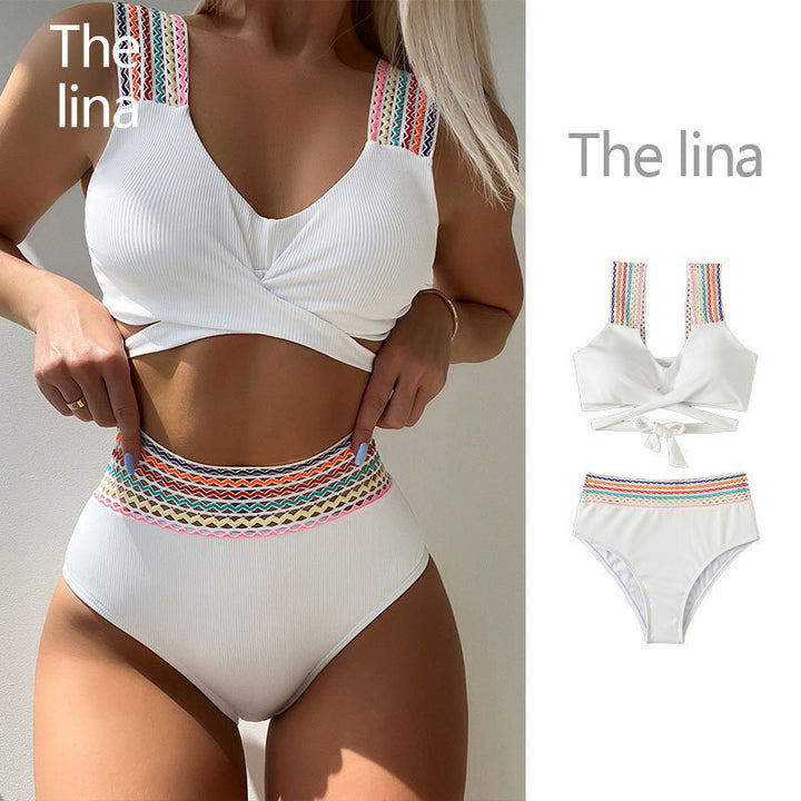Dame Højtaljeret bikini med kreativ skæring Skovae