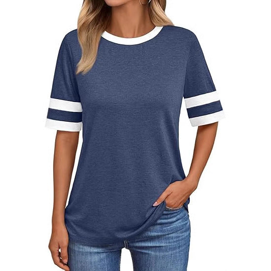 Dame afslappet T-shirt med kontrastærmer Stilla