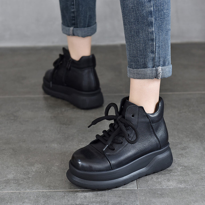 Dame Læder High-Top Sneakers med komfortabel Plateau Stilla