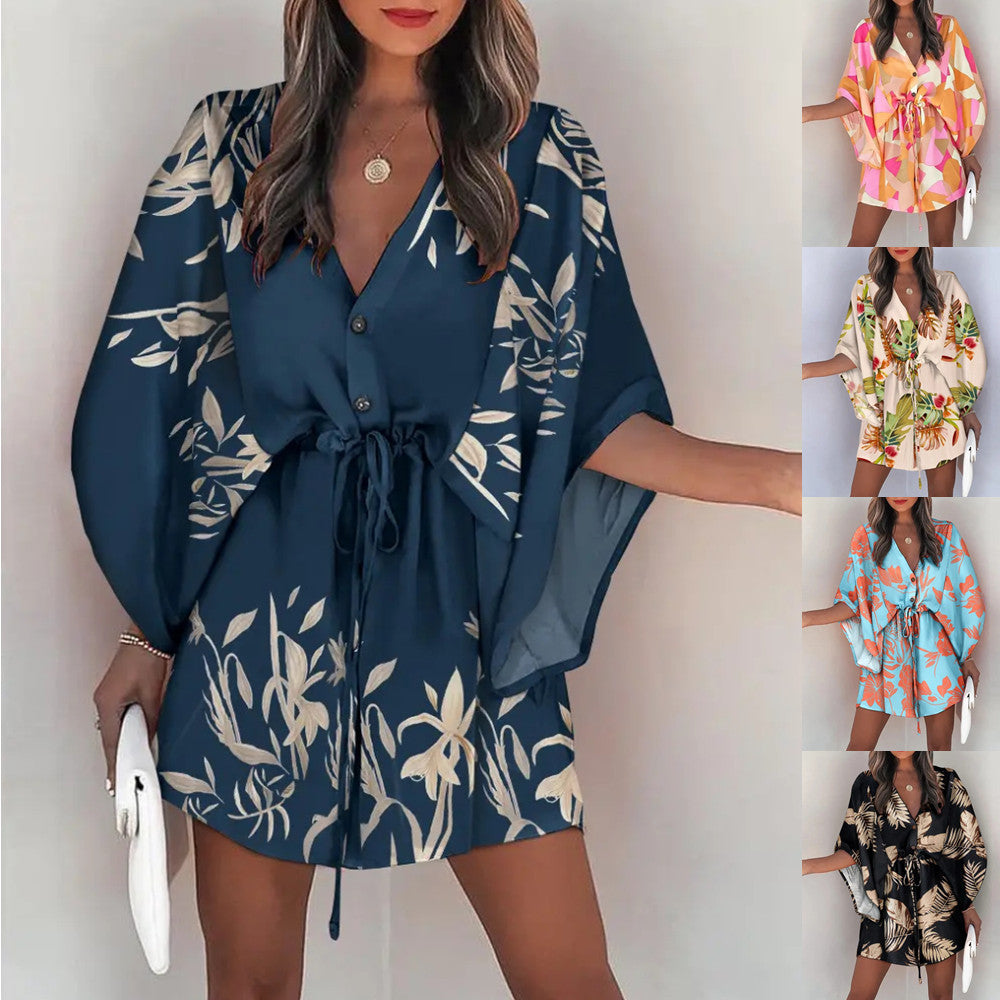 Dame Floral Trykt Kimono Kjole Stilla