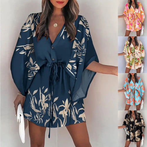Dame Floral Trykt Kimono Kjole Stilla