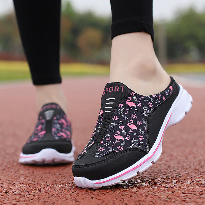 Dame nan Slip-sneaker med flamingo-motiv, elastisk indgang og dæmpet EVA-sål Skovae