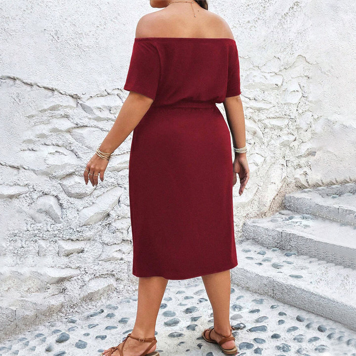 Dame casual wrap kjole med off-shoulder design og sidelæg Stilla