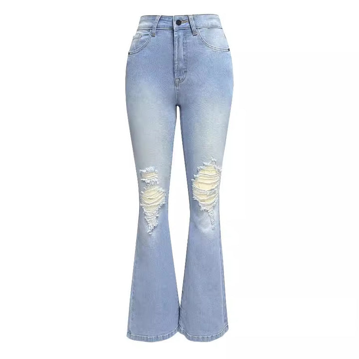 Dame Flared Jeans med revne-detaljer og høj talje Stilla