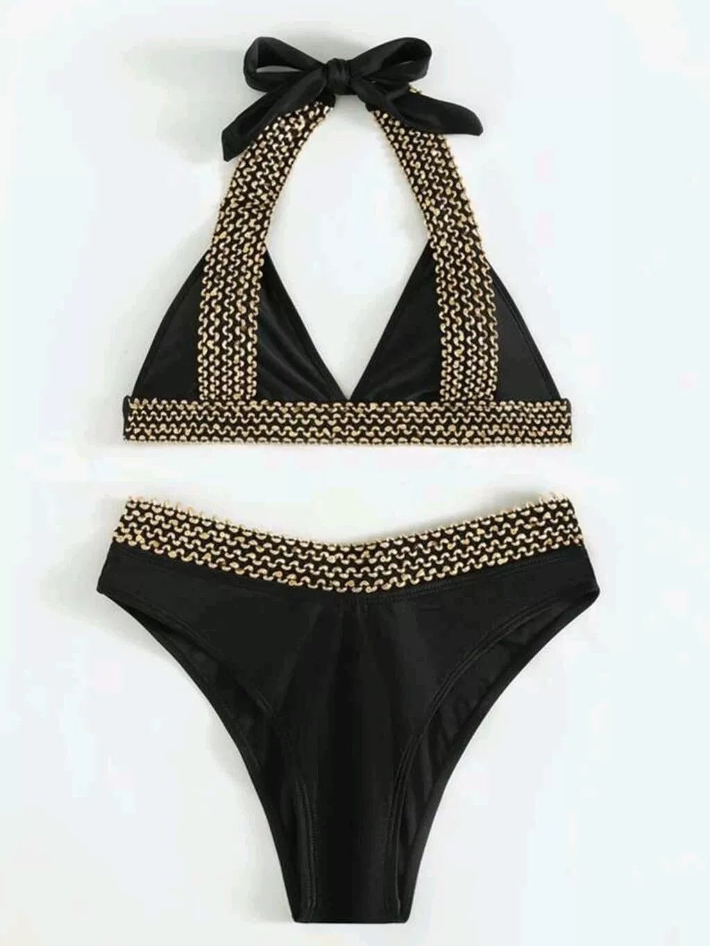 Dame Halterneck-bikini-sæt med kæde-detalje Stilla