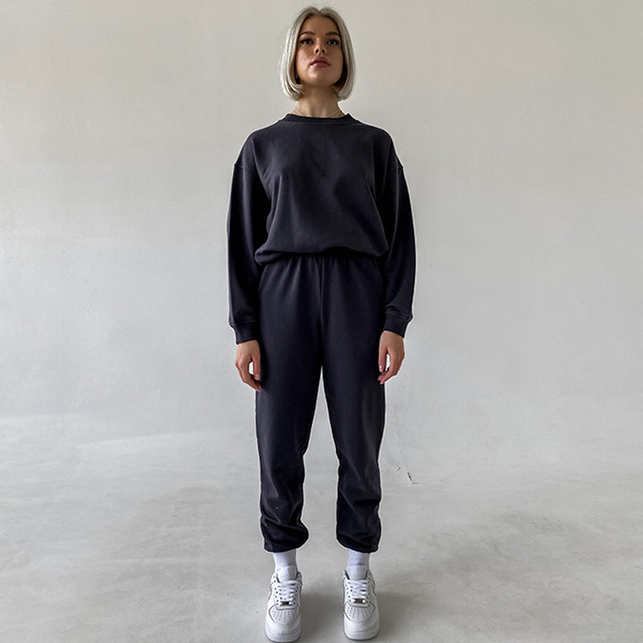 Dame afslappet Sweatpants-sæt med høj talje og brede ærmer Stilla