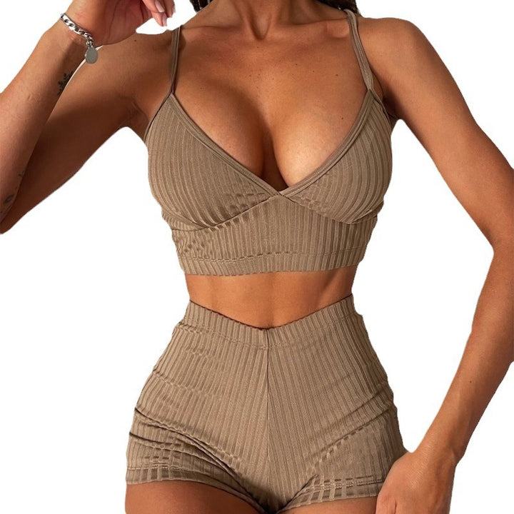 Dame Sporty Crop Top og Shorts Sæt Skovae