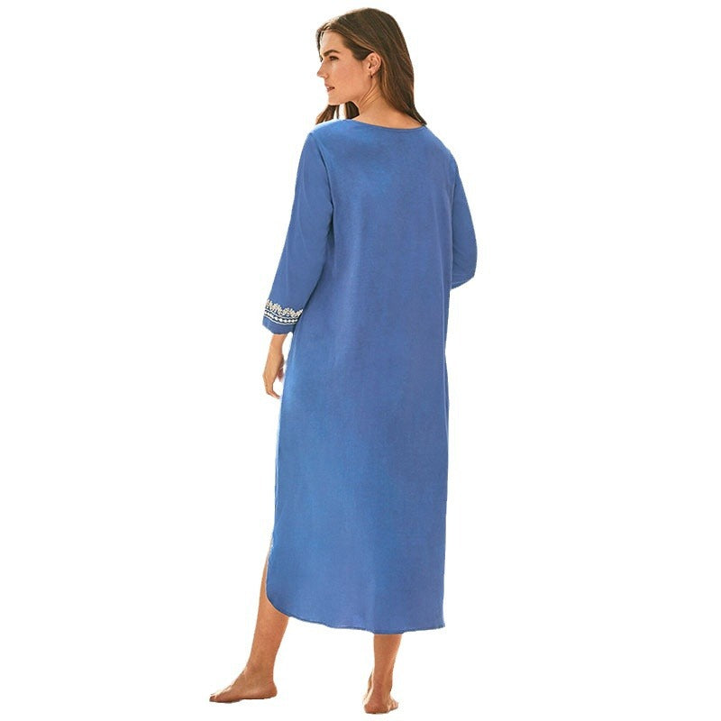 Dame Strandkåbe med elegant broderet bånd Stilla