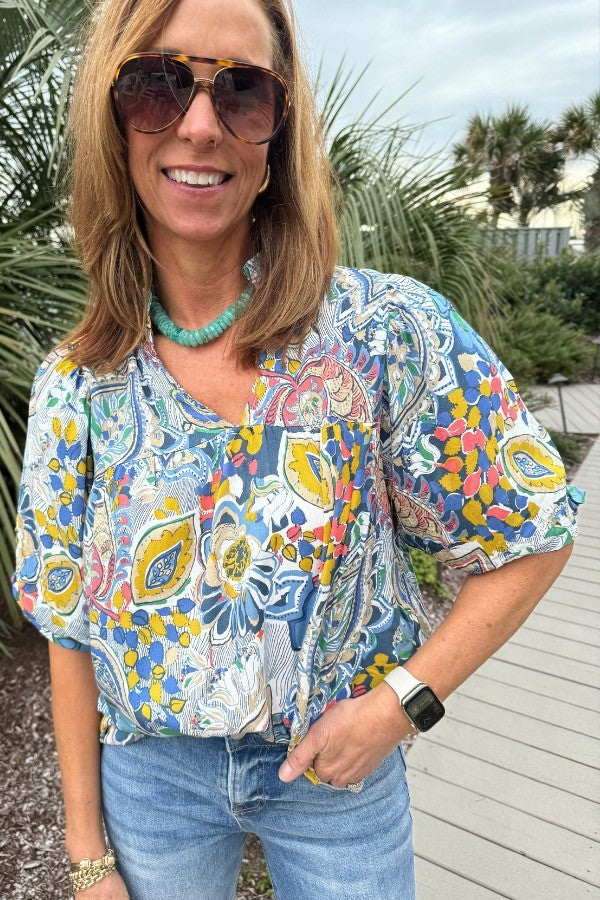 Dame blomster mønster bluse Stilla
