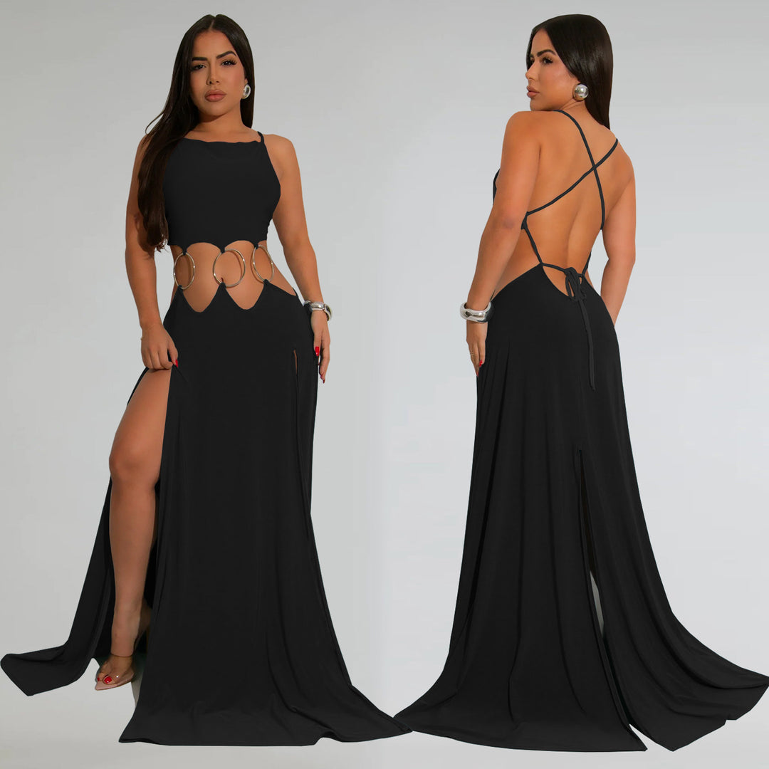 Damer Elegante Maxikjole med sidelæns cut-outs og detaljeprydet bånd Stilla