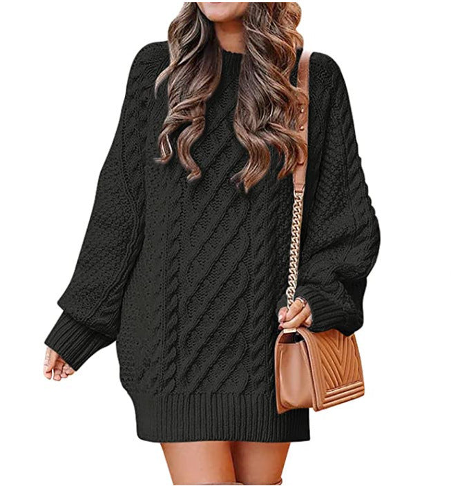 Kvinders stor strikket sweater med kabeldesign Stilla