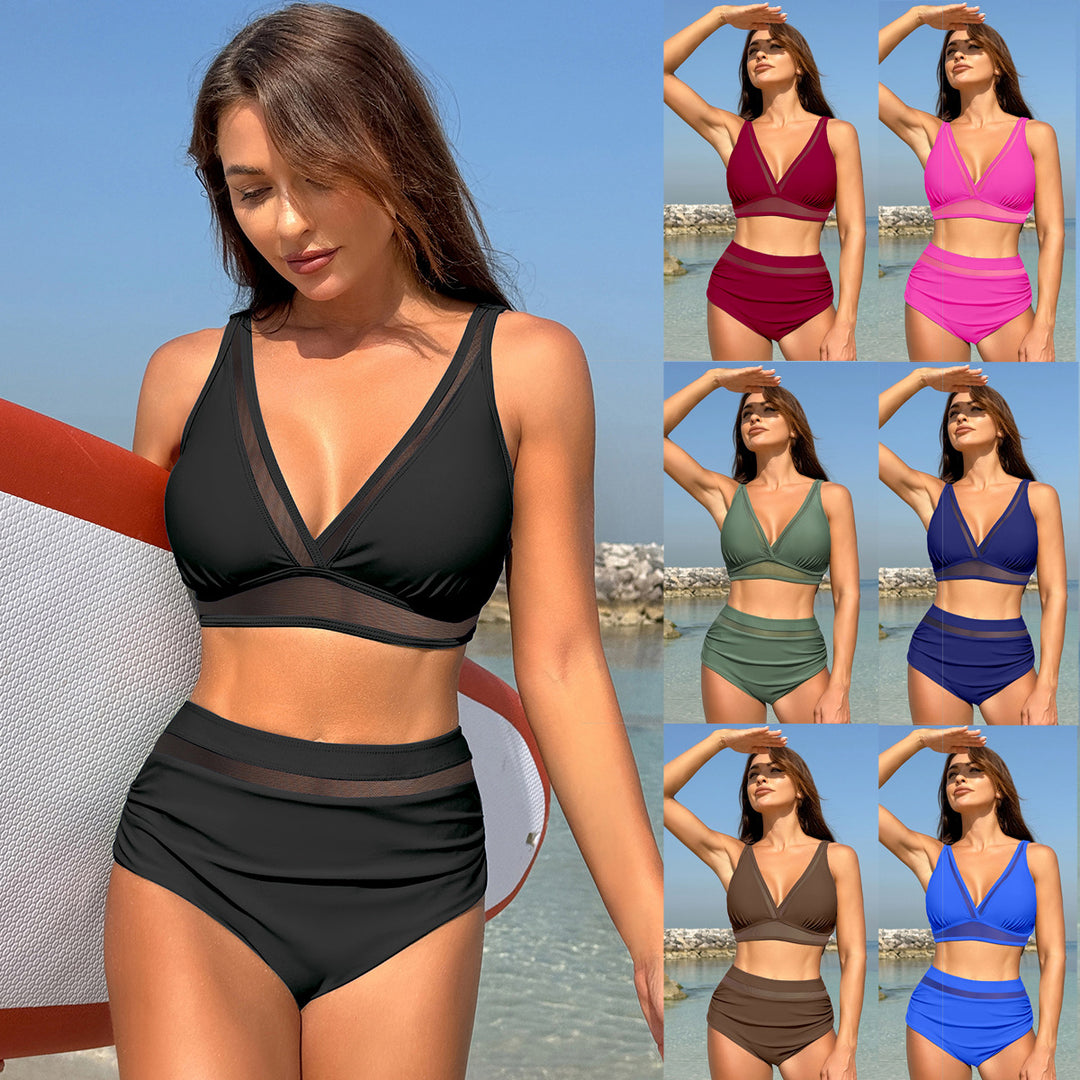 Dame Bikini-sæt med elegant mesh-detalje og høj talje Stilla