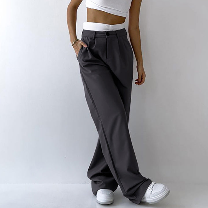 Dame elegante High-Waist Palazzo-bukser med bredt ben og dekorative folder Stilla