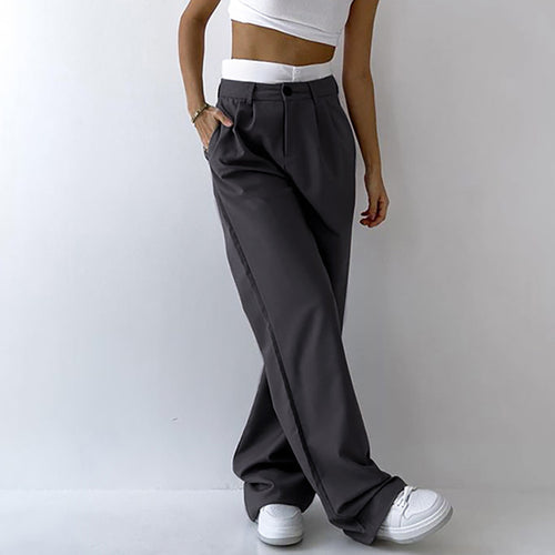 Dame elegante High-Waist Palazzo-bukser med bredt ben og dekorative folder Stilla