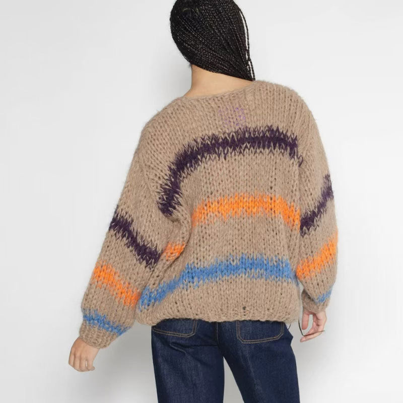 Kvinders fashionable striktrøje med gradientdesign