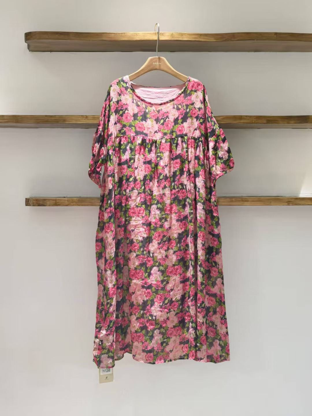Dame Flydende Floralprint Midi-Kjole med Flæsedetaljer Stilla