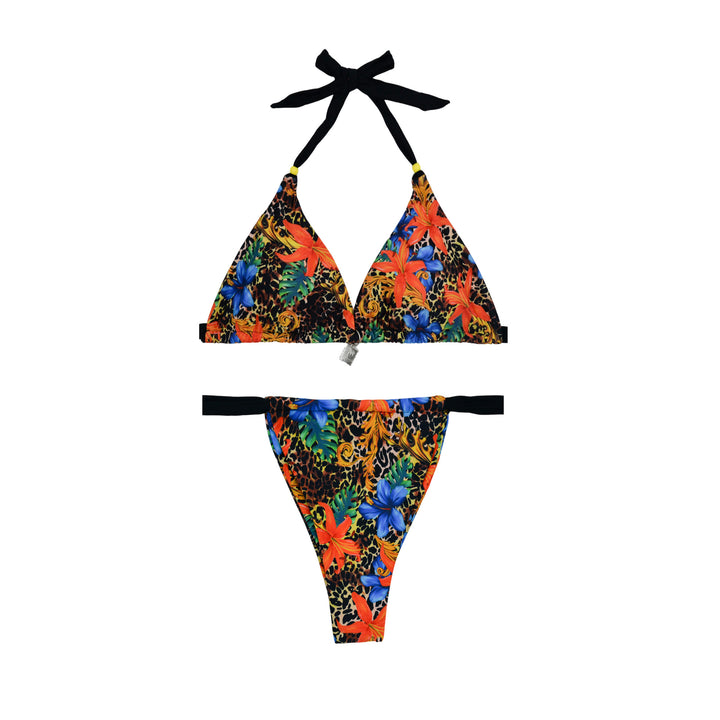 Dame triangel-bikini med farverigt blomsterprint og justerbare stropper Skovae