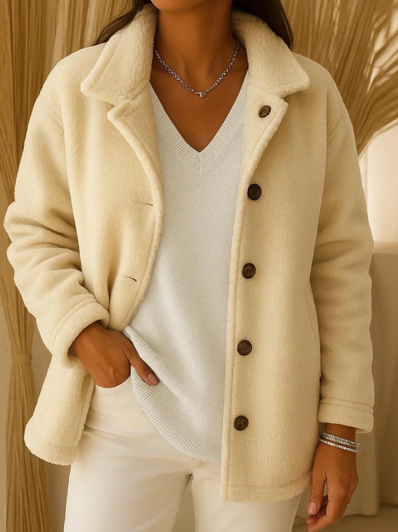 Kvinder Fleece Jakke med Knap Detaljer Stilla