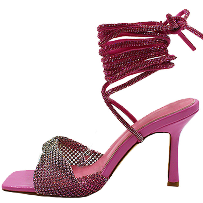 Femme Strappy med strass dekorerede hæl sandaler  Stilla