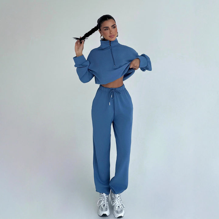 Kvindernes sporty crop sweater og jogger sæt Skovae