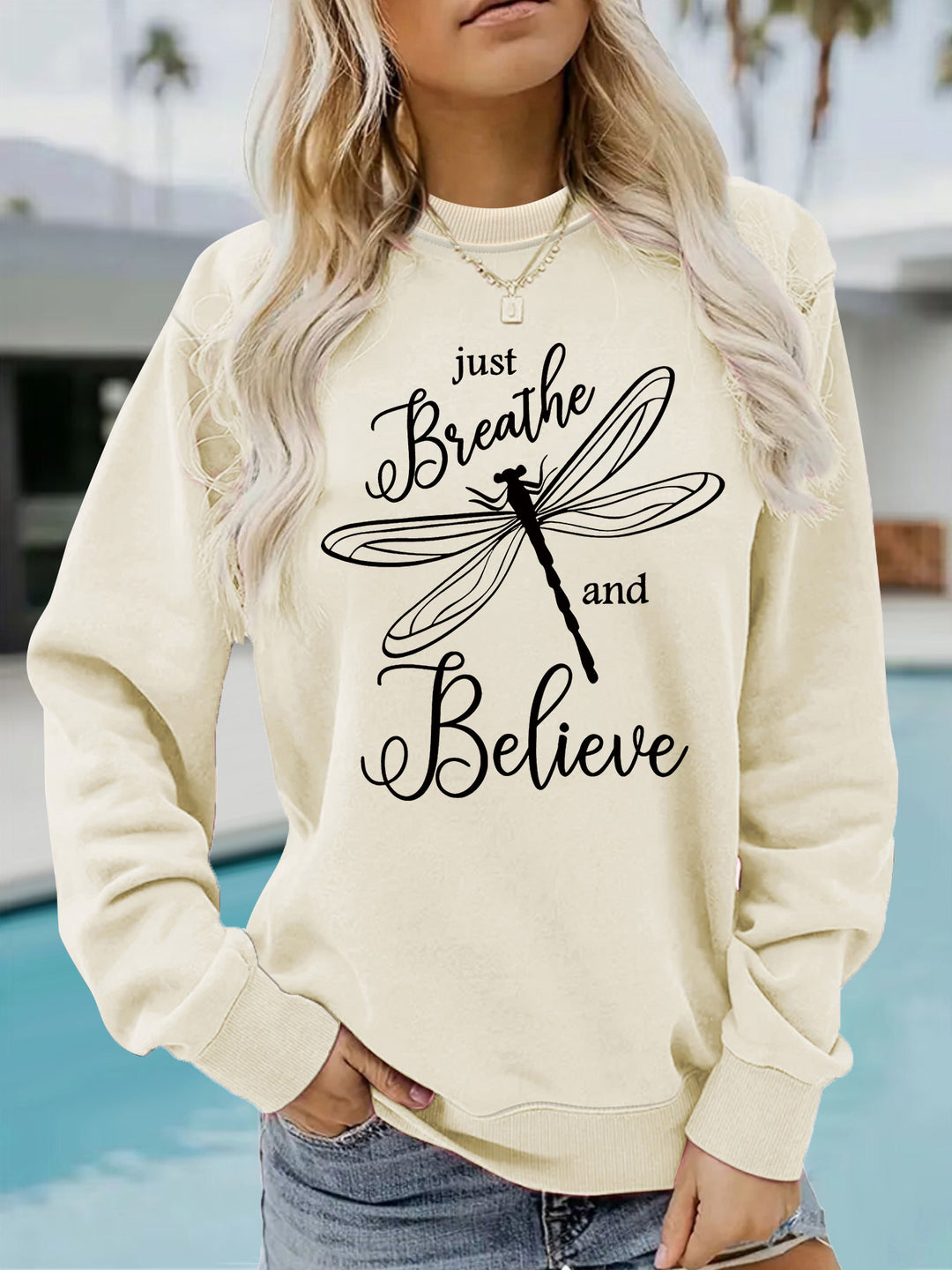 Kvinders sweatshirt med inspirerende drageflyvningsmotiv og afslappet pasform Stilla