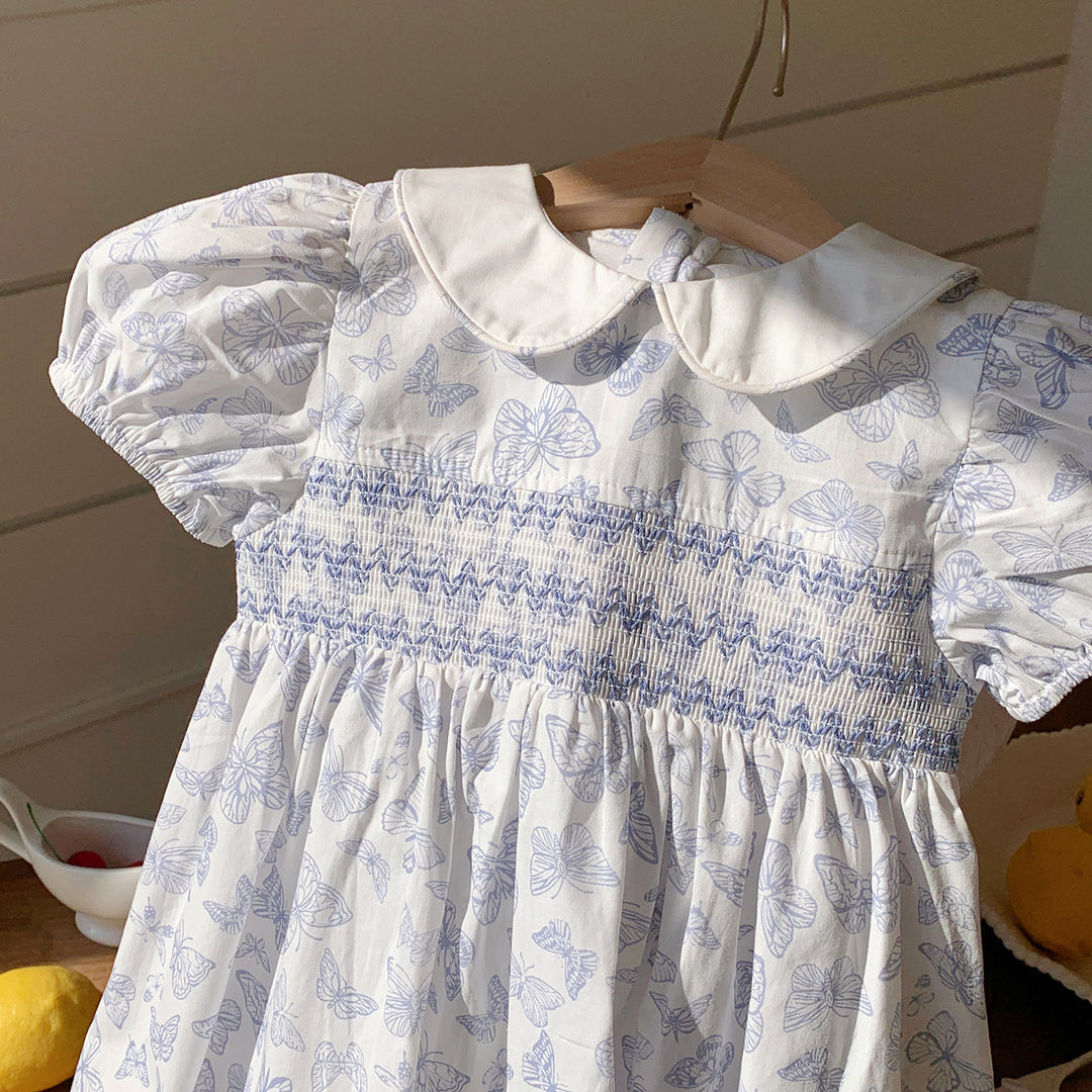 Pige Smocked Sommerfugletryk Kjole Stilla