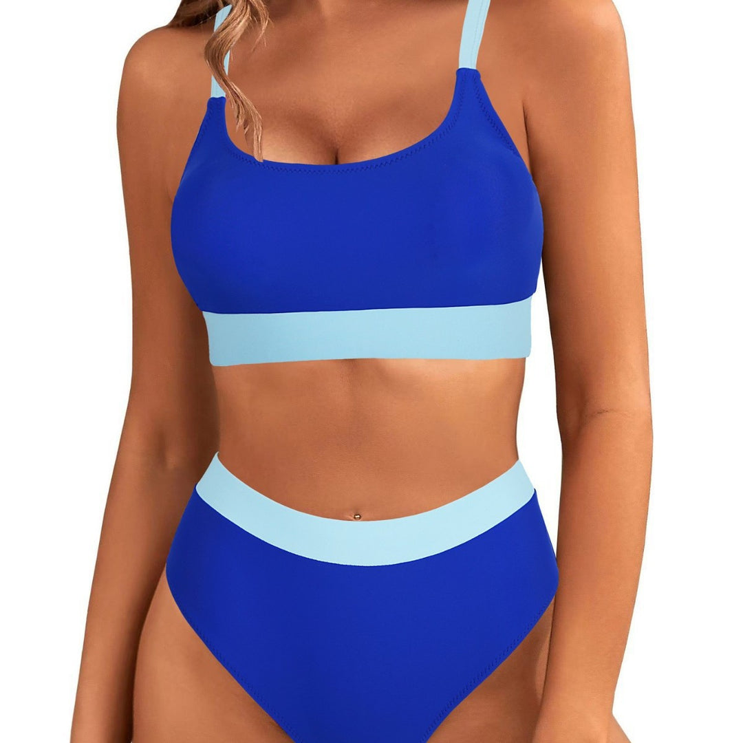 Dame bikini-sæt med højt skåret trusser og trendy bustier-overdel Stilla
