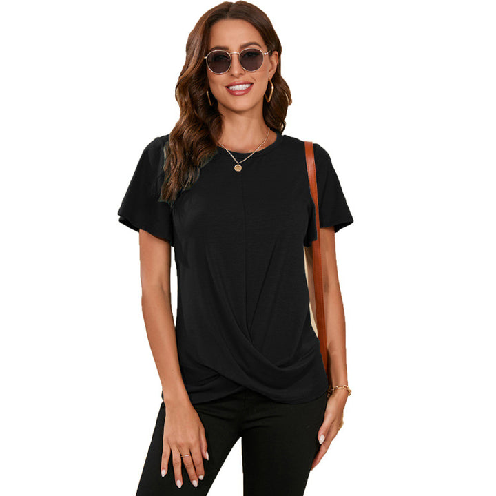 Damer elegant T-shirt med afslappet viklelook og behagelige korte ærmer Stilla