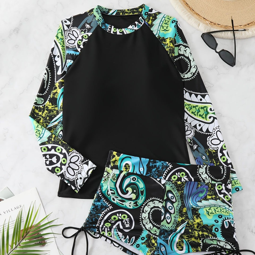 Dame Rashguard med korte badebukser Skovae