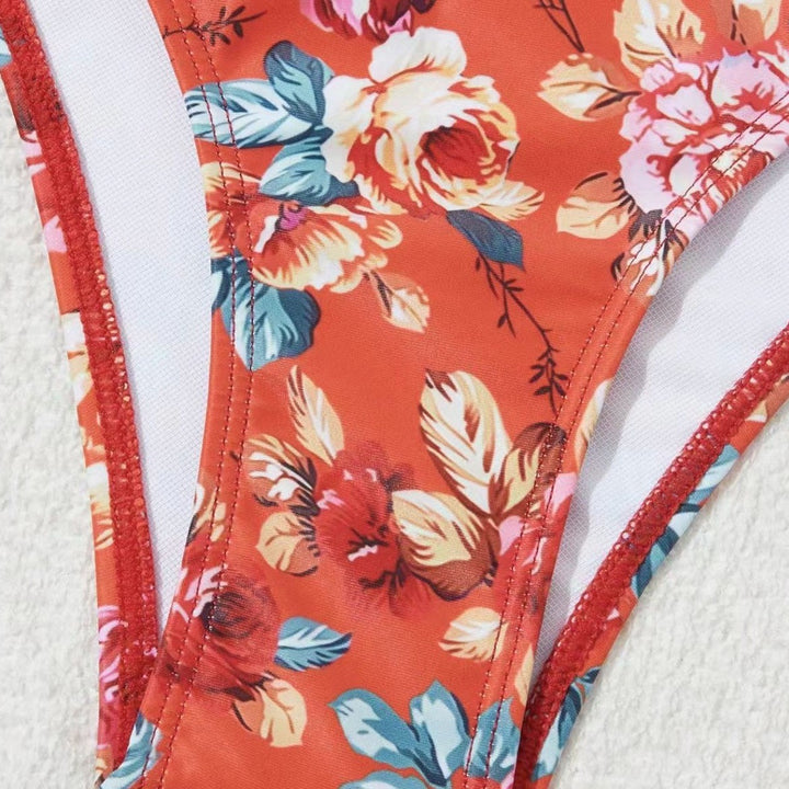 Femme Justerbart Bindebånd Blomsterdesign Bikini-Sæt Stilla